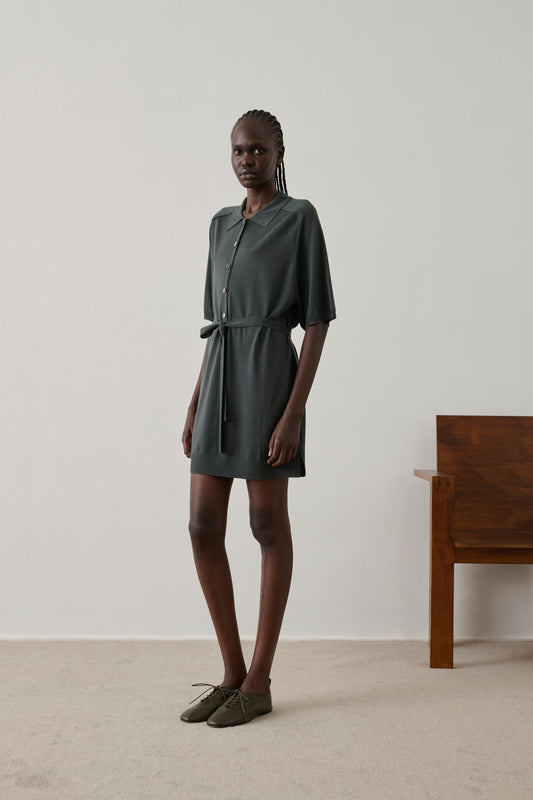 Robe Hilda - Gris/Bleu - Laine mérinos - Femme